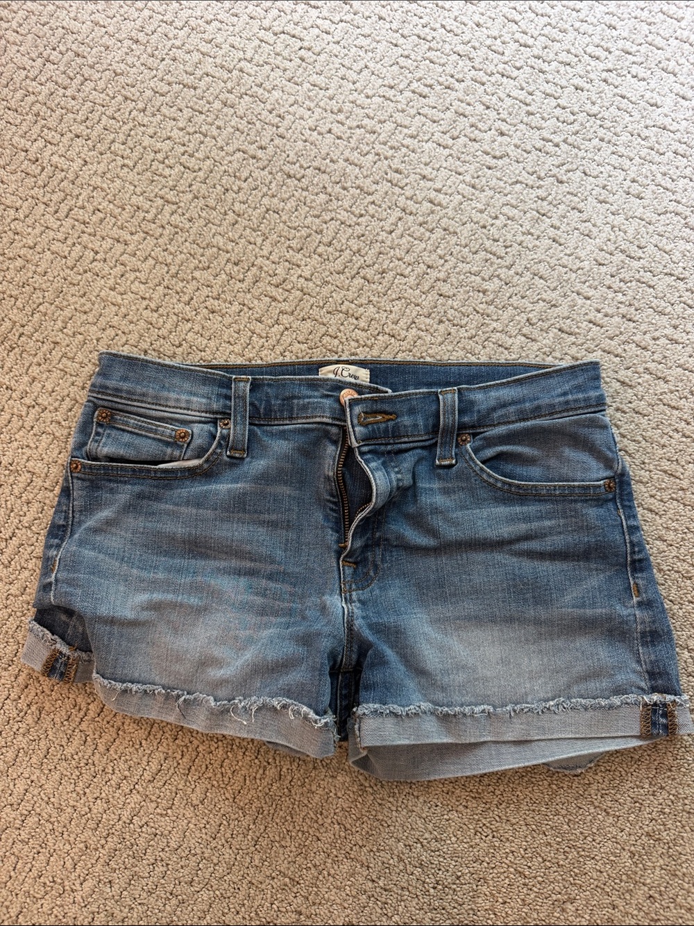 J. Crew Frayed Hem Blue Denim Shorts